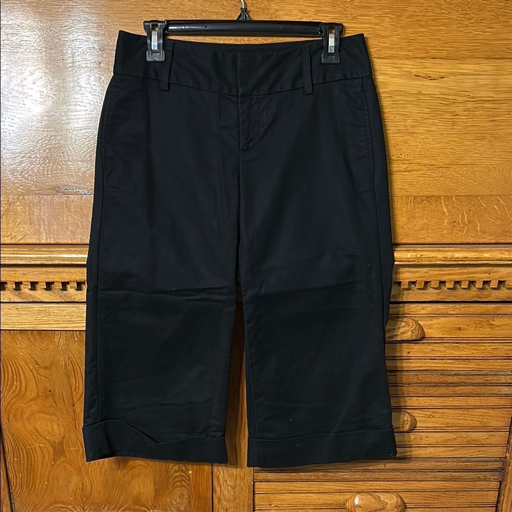 Banana‎ Republic Classic Chic Black Stretch Cotton Cuffed Cropped Pants Size 4